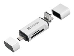 Sandberg kortleser USB-C, USB, MicroUSB Leser og skriver til SD-kort og Micro-SD-kort