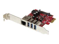 StarTech 3 Port PCI Express USB 3.0 Card + Gigabit Ethernet - Fits Standard & Low-Profile PCs - UASP Supported - Optional SATA Power (PEXUSB3S3GE) - nettverks/USB-adapter - PCIe 2.0 - USB 3.0 x 3 + 1000Base-T 