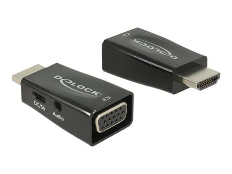 Delock Adapter HDMI-A male > VGA female with Audio - videokonverter - svart (65901)