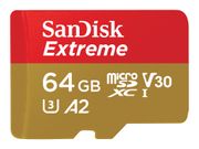 SanDisk Extreme 64GB microSD-kort A2 - V30 - UHS-I U3 - inkludert SD-adapter (SDSQXA2-064G-GN6AA)