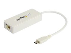 StarTech USB C to Gigabit Ethernet Adapter with USB A Port, White 1Gbps NIC USB 3.0/USB 3.1 Type C Network Adapter, 1GbE USB-C RJ45/LAN TB3 Compatible Windows MacBook Pro Chromebook - USB C to Ethernet (US1GC3