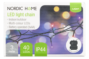 Nordic Home Julelys LED Lyslenke Batteridrevet m/ timer Flerfarget (LGT-106)