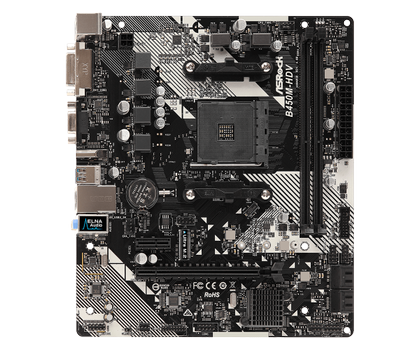 ASRock B450M-HDV mATX AM4 Ryzen Max 32GB, 1x M.2, 1x PCIe 3.0 x16, 4x SATA3, 6x USB3.0, 2x USB2.0 (90-MXB9N0-A0UAYZ)