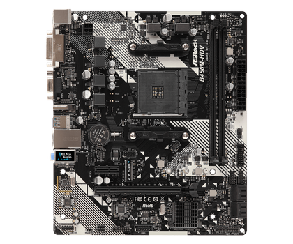 ASRock B450M-HDV mATX AM4 Ryzen Max 32GB, 1x M.2, 1x PCIe 3.0 x16, 4x SATA3, 6x USB3.0, 2x USB2.0 (90-MXB9N0-A0UAYZ)