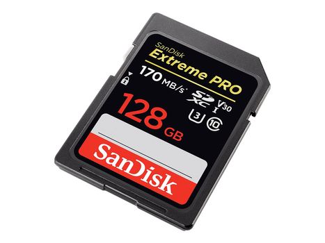 SanDisk Extreme Pro - Flashminnekort - 128 GB - Video Class V30 / UHS-I U3 / Class10 - SDXC UHS-I (SDSDXXY-128G-GN4IN)