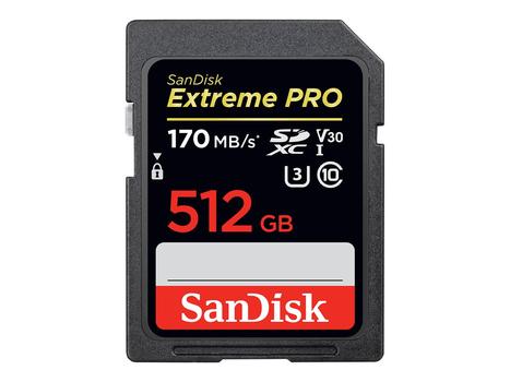 SanDisk Extreme Pro - Flashminnekort - 512 GB - Video Class V30 / UHS-I U3 / Class10 - SDXC UHS-I