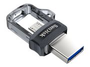SanDisk Ultra Dual - USB-flashstasjon - 64 GB - USB 3.0 / micro USB (SDDD3-064G-G46)