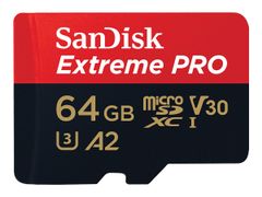 SanDisk Extreme Pro - Flashminnekort - 64 GB - A2 / Video Class V30 / UHS-I U3 / Class10 - microSDXC UHS-I