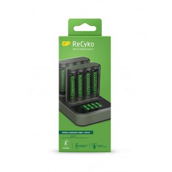GP ReCyko hurtigladestasjon m/8x AA-batterier 2600mAh NiMH oppladbare (202243)