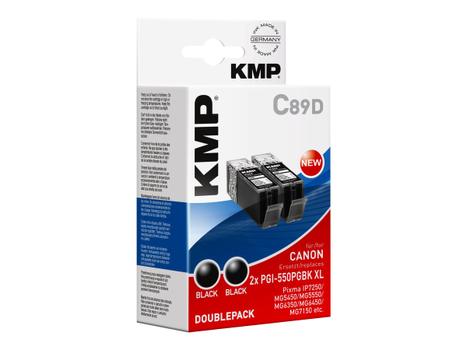 KMP C89D - 2-pack - svart - blekkpatron (alternativ for: Canon PGI-550PGBK XL) (1518,0021)