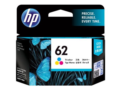 HP 62 - 4.5 ml - fargebasert trikolor - original - blekkpatron - for Envy 55XX, 56XX, 76XX; Officejet 250, 252, 57XX, 8040 (C2P06AE)