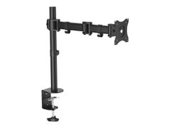 StarTech Desk Mount Monitor Arm for up to 34" VESA Compatible Displays, Articulating Pole Mount with Single Monitor Arm, Ergonomic Height Adjustable, Desk Clamp or Grommet, Black - Small Footprint Design (ARMP