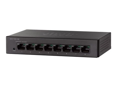 Cisco Small Business SG110D-08 - Switch - ikke-styrt - 8 x 10/ 100/ 1000 - stasjonær,  veggmonterbar - DC-strøm (SG110D-08-EU)