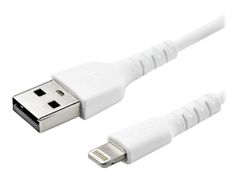 StarTech 6 ft(2m) Durable White USB-A to Lightning Cable, Heavy Duty Rugged Aramid Fiber USB Type A to Lightning Charger/Sync Power Cord, Apple MFi Certified iPad/iPhone 12 Pro Max - iPhone 7/8/11/11 Pro - Lig