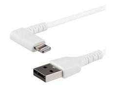 StarTech 3ft (1m) Durable USB A to Lightning Cable, White 90° Right Angled Heavy Duty Rugged Aramid Fiber USB Type A to Lightning Charging/Sync Cord, Apple MFi Certified, iPhone 12 Pro - iPhone 7/8/11/11 Pro -
