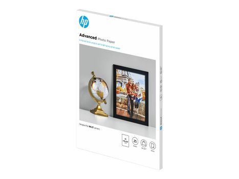 HP Advanced Glossy Photo Paper - Blank - A4 (210 x 297 mm) - 250 g/m² - 25 ark fotopapir - for Deskjet Ink Advantage 52XX; Envy 50XX; Ink Tank 319; Ink Tank Wireless 410; Officejet 52XX (Q5456A)