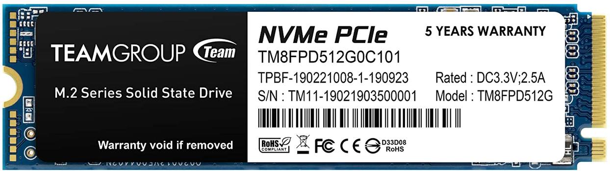 Team Group MP33 PRO 512GB SSD PCIe 3.0 NVMe M.2 2280 (TM8FPD512G0C101)