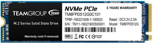 Team Group MP33 PRO 512GB SSD PCIe 3.0 NVMe M.2 2280 (TM8FPD512G0C101)