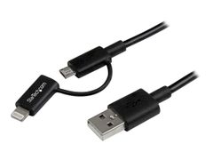 StarTech 1m (3 ft) Black Apple 8-pin Lightning Connector or Micro USB to USB Combo Cable for iPhone iPod iPad - Charge and Sync Cable (LTUB1MBK) - lade-/datakabel - Lightning / USB - 1 m