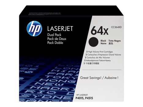 HP 64X - 2-pack - Høy ytelse - svart - original - LaserJet - tonerpatron (CC364XD) (CC364XD)