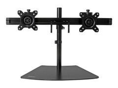 StarTech Dual Monitor Mount - Supports Monitors 12" to 24" - Adjustable - VESA Monitor Stand for Desk - Low Profile Base - Horizontal - Black (ARMBARDUO) - stativ - justerbar arm - for LCD-skjerm - svart