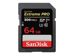 SanDisk Extreme Pro 64GB SD-kort UHS-II, V90, 300MB/s lesehastighet, 260MB/s skrivehastighet