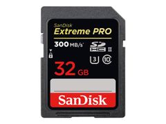 SanDisk Extreme Pro 32GB SD-kort UHS-II, V90, 300MB/s lesehastighet, 260MB/s skrivehastighet