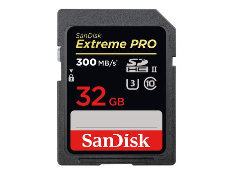 SanDisk Extreme Pro 32GB SD-kort UHS-II, 300MB/s lesehastighet, 260MB/s skrivehastighet