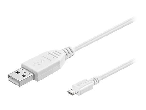MicroConnect Micro USB Cable, White, 0.3m (USBABMICRO0,30W)