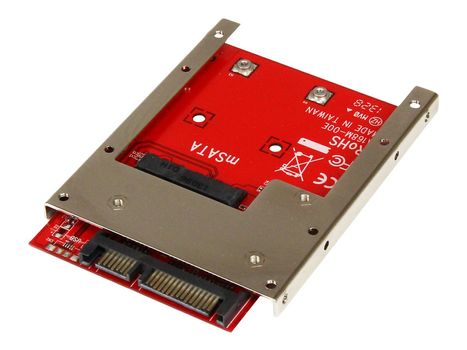 StarTech mSATA SSD to 2.5in SATA Adapter Converter - mSATA to SATA Adapter for 2.5in bay with Open Frame Bracket and 7mm Drive Height (SAT32MSAT257) - Diskkontroller - SATA 6Gb/s - SATA 6Gb/s (SAT32MSAT257)