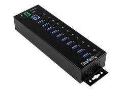 StarTech 10 Port Industrial USB 3.0 Hub - ESD and Surge Protection - hub - 10 porter