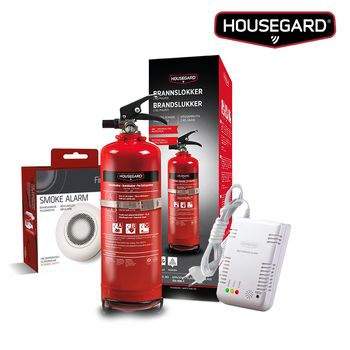 Multicom Housegard røykvarsler, gassvarsler, 2kg pulverslokker