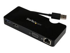 StarTech USB 3.0 to HDMI or VGA Adapter Dock - USB 3.0 Mini Docking Station w/ USB, GbE Ports - Portable Universal Laptop Travel Hub (USB3SMDOCKHV) - dokkingstasjon - USB - HDMI - 1GbE