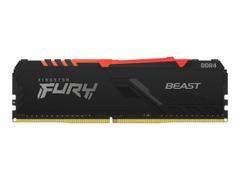 Kingston FURY Beast RGB - DDR4 - sett - 16 GB: 2 x 8 GB - DIMM 288-pin - 3200 MHz / PC4-25600 - ikke-bufret