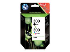 HP 300 - 2-pack - svart, farge (cyan, magenta, gul) - original - blekkpatron