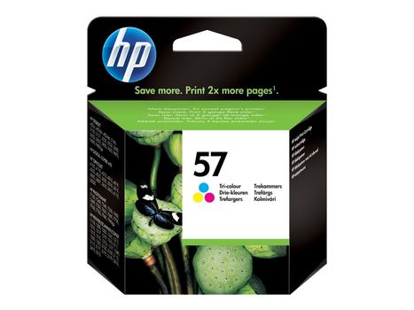 HP 57 - 17 ml - farge (cyan, magenta, gul) - original - blekkpatron - for Officejet 41XX, 42XX, 5605; Photosmart 14X, 71XX, 73XX, 7960; psc 1110, 12XX, 13XX (c6657ae)