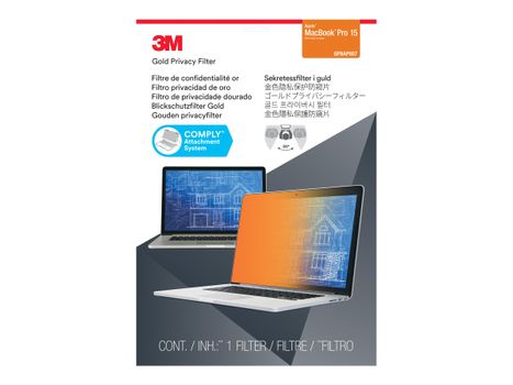 3M personvernfilter i gull for Apple Macbook Pro 15" (2016 model or newer) with COMPLY Attachment System - notebookpersonvernsfilter (7100207021)