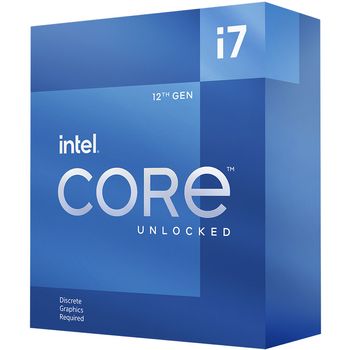 Intel Core i7-12700KF,  25MB SmartCache LGA1700, uten integrert grafikkprosessor,  boks uten kjøler, 125W-190W (BX8071512700KF)