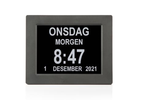 Ontario lettleselig kalenderklokke for eldre med Alzheimers,  demens - 8" skjerm - svart (ONT-DC803-BLACK)