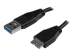 StarTech 15cm 6in Short Slim USB 3.0 A to Micro B Cable M/M - Mobile Charge Sync USB 3.0 Micro B Cable for Smartphones and Tablets (USB3AUB15CMS) - USB-kabel - Micro-USB Type B til USB-type A - 15 cm