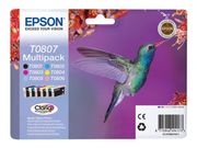 Epson T0807 Multipack - 6-pack - svart, gul, cyan, magenta, lys magenta, lys cyan - original - blekkpatron (C13T08074011)
