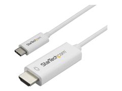 StarTech 3ft (1m) USB C to HDMI Cable, 4K 60Hz USB Type C to HDMI 2.0 Video Adapter Cable, Thunderbolt 3 Compatible, Laptop to HDMI Monitor/Display, DP 1.2 Alt Mode HBR2 Cable, White - 4K USB-C Video Cable (CD