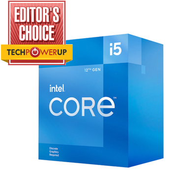 Intel Core i5-12400F,  18MB SmartCache LGA1700, uten integrert grafikkprosessor,  boks inkludert kjøler, 65W-117W (BX8071512400F)
