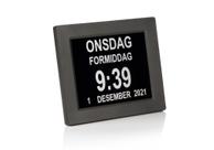 Ontario lettleselig kalenderklokke for eldre med Alzheimers,  demens - 8" skjerm - svart (ONT-DC803-BLACK)