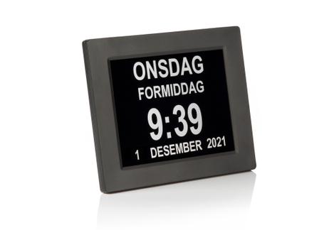 Ontario lettleselig kalenderklokke for eldre med Alzheimers,  demens - 8" skjerm - svart (ONT-DC803-BLACK)