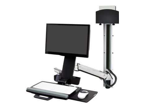 Ergotron StyleView Sit-Stand Combo System monteringssett - for LCD-skjerm / tastatur / mus / strekkodeskanner / CPU - liten CPU-holder - polert aluminium (45-273-026)