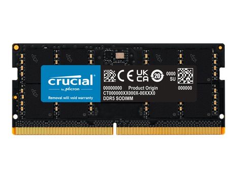Crucial 16GB DDR5 (1x16GB) 4800MHz SODIMM CL40-39-39,  1.1V (CT16G48C40S5)