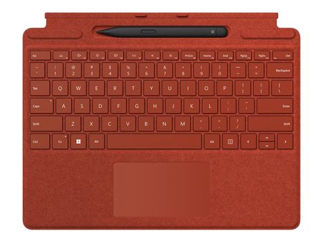 Microsoft Surface Pro Signature Keyboard - tastatur - med styreplate,  akselerometer,  lagrings- og ladebakke for Surface Slim Pen 2 - Nordisk (dansk/ finsk/ norsk/ svensk) - valmuerød - med Slim Pen 2 (8X8-00029)