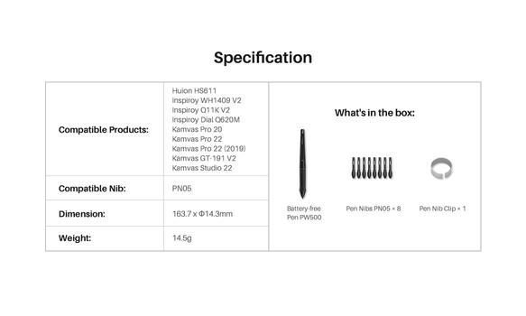 Huion PW500 batterifri penn (PW500-)