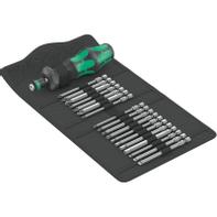 Wera Kraftform Kompakt Turbo 1 19 delers skrutrekkersett med 89mm lange bits og håndtak som firedobler skruhastigheten